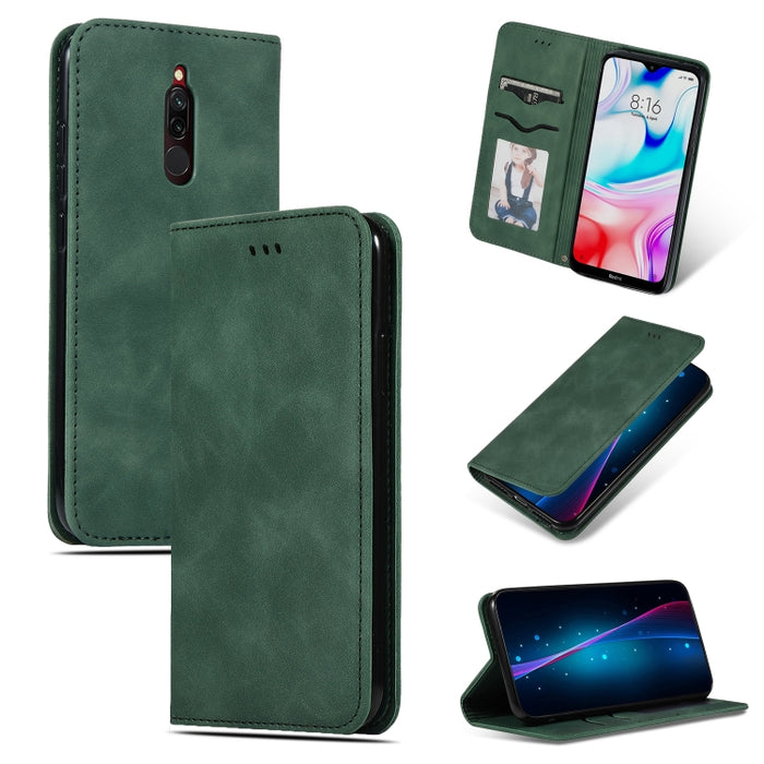 Retro Skin Feel Business Estuche de cuero con tapa horizontal magnética, For Xiaomi Redmi 8, For Xiaomi Redmi 8A