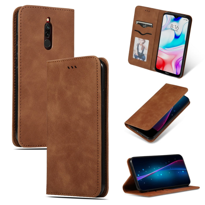 Retro Skin Feel Business Estuche de cuero con tapa horizontal magnética, For Xiaomi Redmi 8, For Xiaomi Redmi 8A