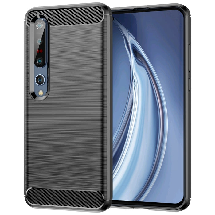Para Xiaomi Mi 10 / 10 Pro Funda de TPU de fibra de carbono con textura cepillada, For Xiaomi Mi 10 / 10 Pro