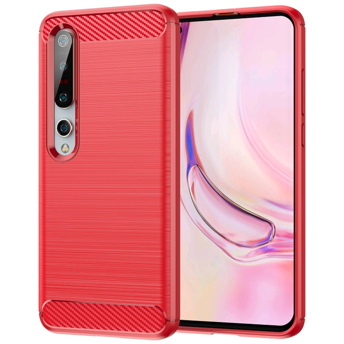 Para Xiaomi Mi 10 / 10 Pro Funda de TPU de fibra de carbono con textura cepillada, For Xiaomi Mi 10 / 10 Pro