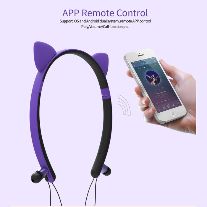 ZW29 Oreja de gato Sonido estéreo HIFI Moda Deportes portátiles al aire libre Auriculares inalámbricos Bluetooth con micrófono Luz LED brillante