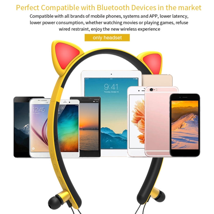 ZW29 Oreja de gato Sonido estéreo HIFI Moda Deportes portátiles al aire libre Auriculares inalámbricos Bluetooth con micrófono Luz LED brillante