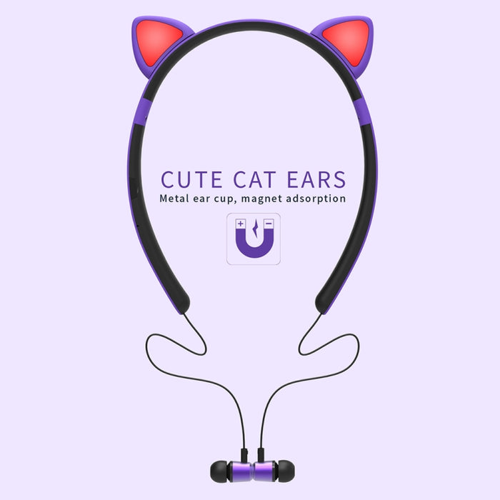 ZW29 Oreja de gato Sonido estéreo HIFI Moda Deportes portátiles al aire libre Auriculares inalámbricos Bluetooth con micrófono Luz LED brillante