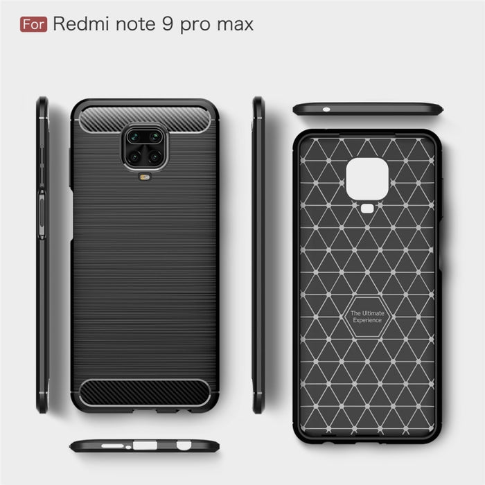 Para Xiaomi Redmi Note 9 Pro Max Funda de TPU de fibra de carbono con textura cepillada, For Redmi Note 9 Pro Max