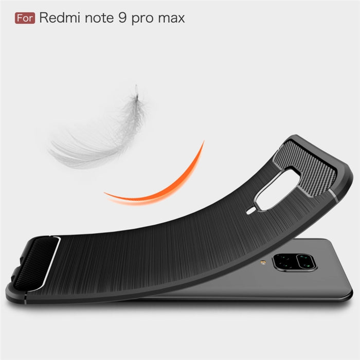Para Xiaomi Redmi Note 9 Pro Max Funda de TPU de fibra de carbono con textura cepillada, For Redmi Note 9 Pro Max