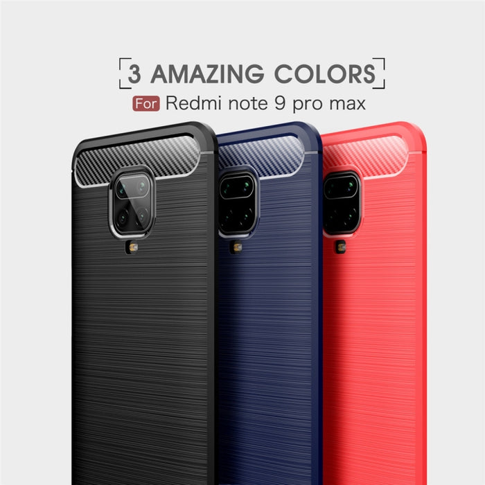 Para Xiaomi Redmi Note 9 Pro Max Funda de TPU de fibra de carbono con textura cepillada, For Redmi Note 9 Pro Max