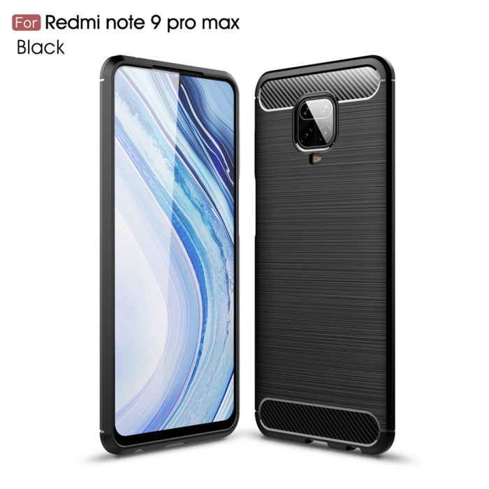 Para Xiaomi Redmi Note 9 Pro Max Funda de TPU de fibra de carbono con textura cepillada, For Redmi Note 9 Pro Max