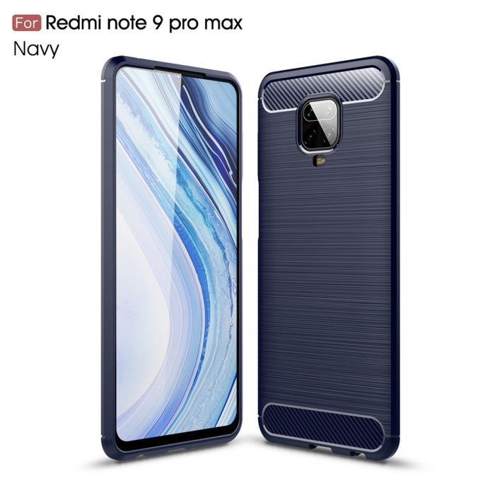 Para Xiaomi Redmi Note 9 Pro Max Funda de TPU de fibra de carbono con textura cepillada, For Redmi Note 9 Pro Max