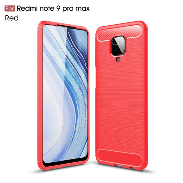 Para Xiaomi Redmi Note 9 Pro Max Funda de TPU de fibra de carbono con textura cepillada, For Redmi Note 9 Pro Max