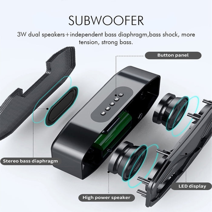 M5 Cool Owl Design Altavoz Bluetooth LED Flash Altavoz inalámbrico Radio FM Reloj despertador Tarjeta TF