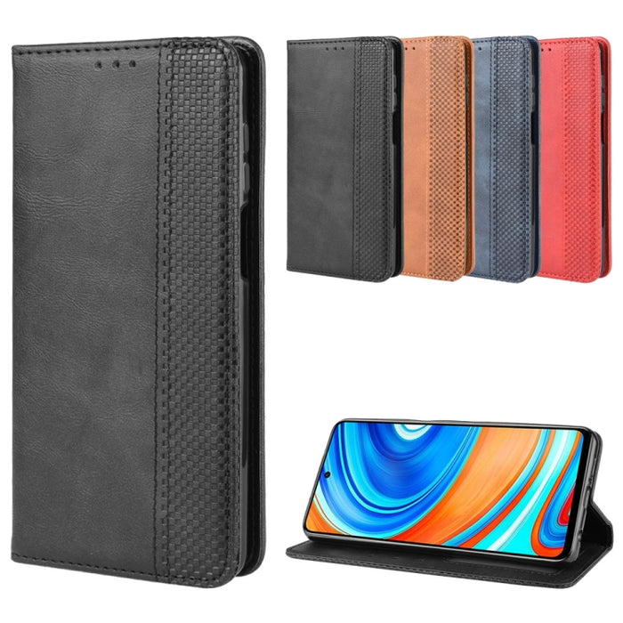Para Xiaomi Redmi Note 9 Pro / Note 9s / Note 9 Pro Max Hebilla magnética Retro Crazy Horse Texture Funda de cuero con tapa horizontal con soporte, ranuras para tarjetas y marco de fotos, For Xiaomi Redmi Note 9 Pro