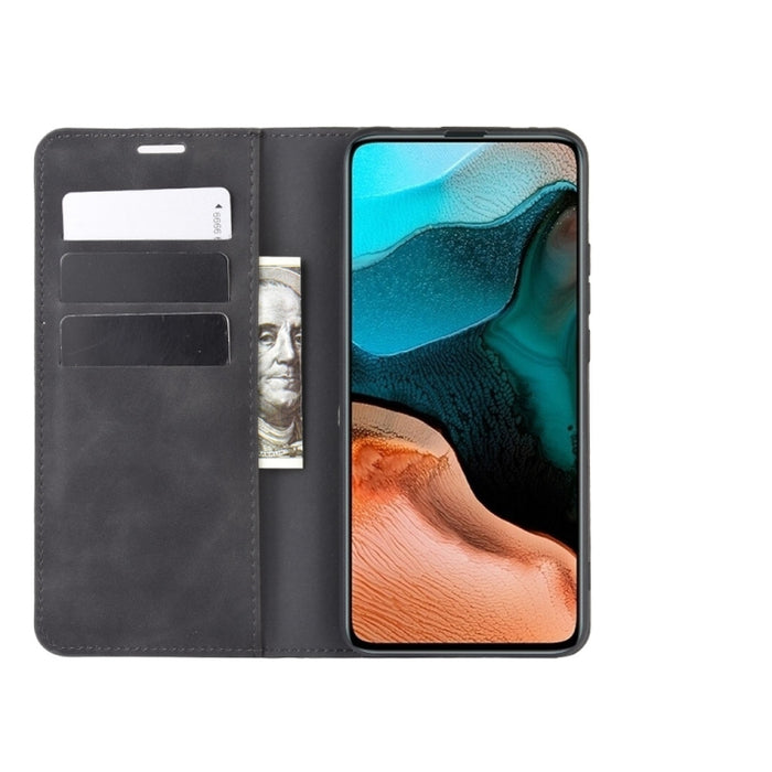Para Xiaomi Redmi K30 Pro Estuche de cuero con succión magnética de negocios de piel retro con soporte, ranuras para tarjetas y billetera, For Redmi K30 Pro
