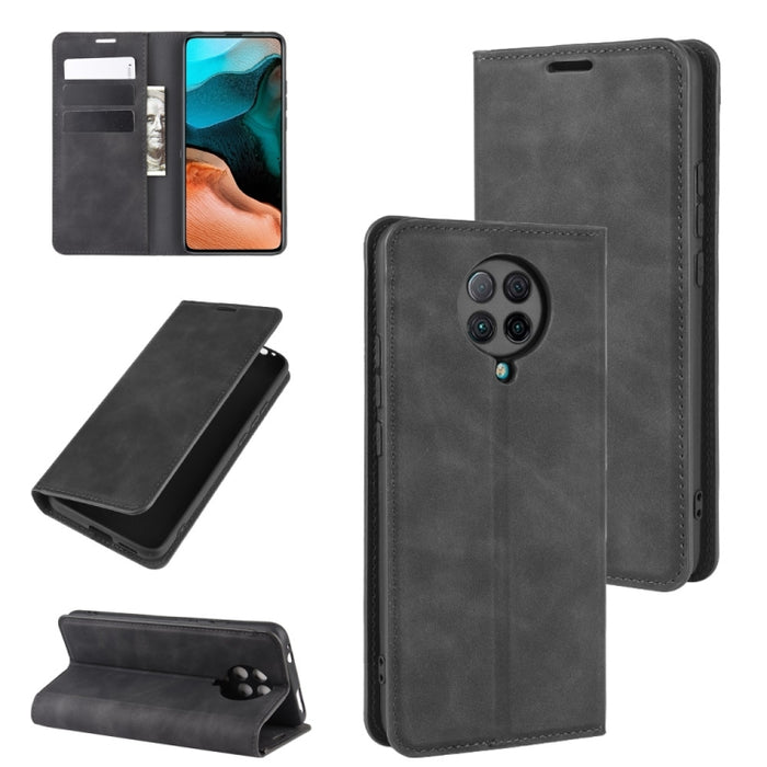 Para Xiaomi Redmi K30 Pro Estuche de cuero con succión magnética de negocios de piel retro con soporte, ranuras para tarjetas y billetera, For Redmi K30 Pro
