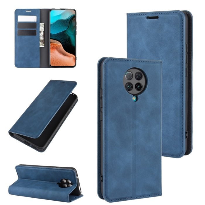Para Xiaomi Redmi K30 Pro Estuche de cuero con succión magnética de negocios de piel retro con soporte, ranuras para tarjetas y billetera, For Redmi K30 Pro