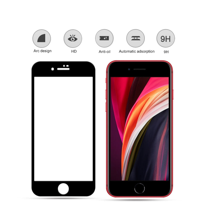 Para iPhone SE 2020 mocolo 0,33 mm 9H 2.5D Película de vidrio templado con pegamento completo