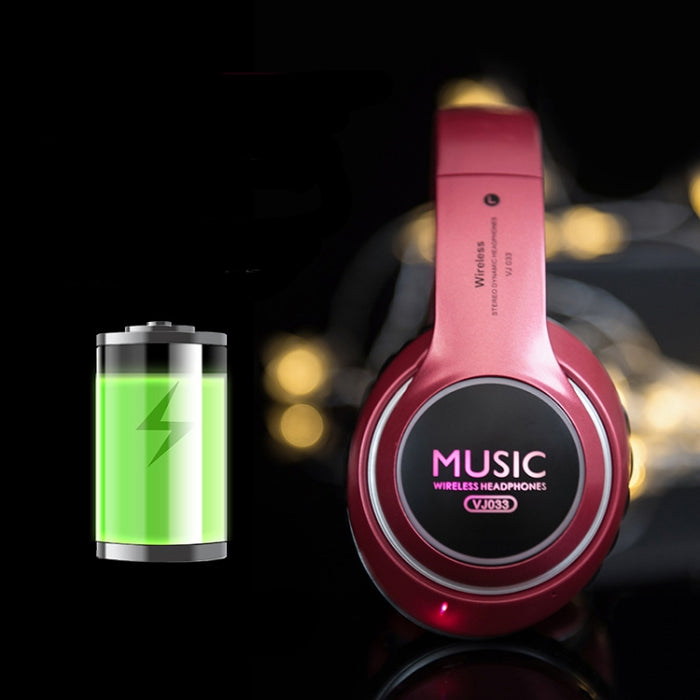 VJ033 Actualización multifunción Bluetooth 5.0 Auriculares Estéreo Inalámbrico LED Micrófono Radio FM Auriculares