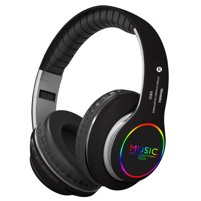 VJ033 Actualización multifunción Bluetooth 5.0 Auriculares Estéreo Inalámbrico LED Micrófono Radio FM Auriculares