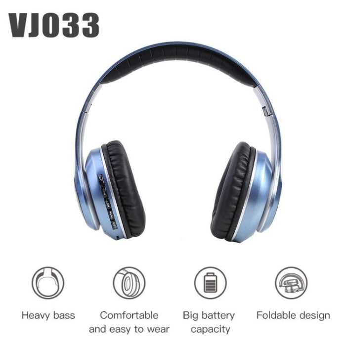VJ033 Actualización multifunción Bluetooth 5.0 Auriculares Estéreo Inalámbrico LED Micrófono Radio FM Auriculares