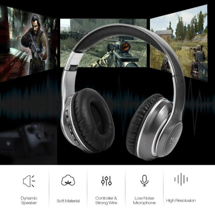 VJ033 Actualización multifunción Bluetooth 5.0 Auriculares Estéreo Inalámbrico LED Micrófono Radio FM Auriculares