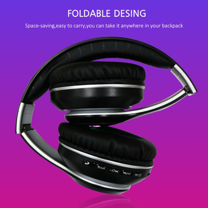 VJ033 Actualización multifunción Bluetooth 5.0 Auriculares Estéreo Inalámbrico LED Micrófono Radio FM Auriculares