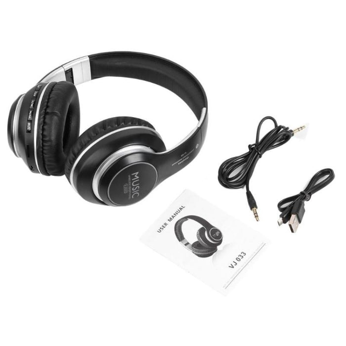 VJ033 Actualización multifunción Bluetooth 5.0 Auriculares Estéreo Inalámbrico LED Micrófono Radio FM Auriculares