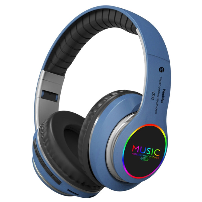 VJ033 Actualización multifunción Bluetooth 5.0 Auriculares Estéreo Inalámbrico LED Micrófono Radio FM Auriculares
