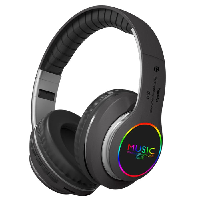 VJ033 Actualización multifunción Bluetooth 5.0 Auriculares Estéreo Inalámbrico LED Micrófono Radio FM Auriculares