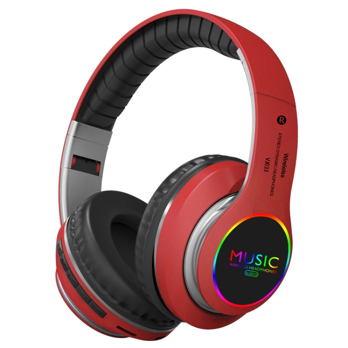 VJ033 Actualización multifunción Bluetooth 5.0 Auriculares Estéreo Inalámbrico LED Micrófono Radio FM Auriculares