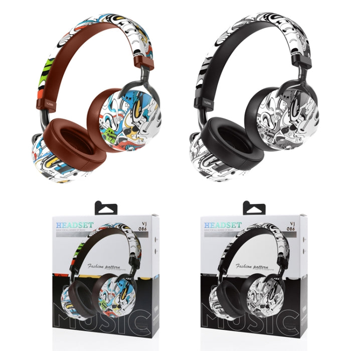 VJ086 Graffiti Auriculares Deportes inalámbricos Bluetooth Auriculares Transferencia de agua Auriculares con impresión en color, Soporte TF, FM