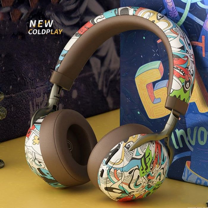 VJ086 Graffiti Auriculares Deportes inalámbricos Bluetooth Auriculares Transferencia de agua Auriculares con impresión en color, Soporte TF, FM