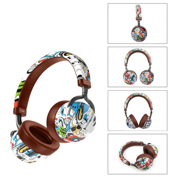 VJ086 Graffiti Auriculares Deportes inalámbricos Bluetooth Auriculares Transferencia de agua Auriculares con impresión en color, Soporte TF, FM