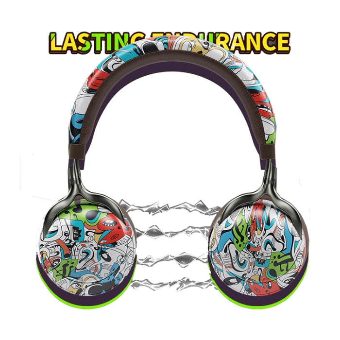 VJ086 Graffiti Auriculares Deportes inalámbricos Bluetooth Auriculares Transferencia de agua Auriculares con impresión en color, Soporte TF, FM