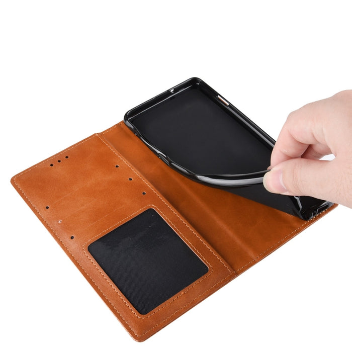 Para iPhone SE (2020) Funda de cuero con tapa horizontal con textura de caballo loco retro con hebilla magnética, con soporte, ranuras para tarjetas y marco de fotos, For iPhone SE 2022 / SE 2020