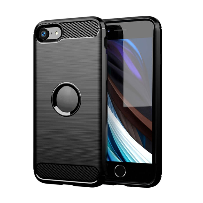 Para iPhone SE 2020 Funda de TPU de fibra de carbono con textura cepillada