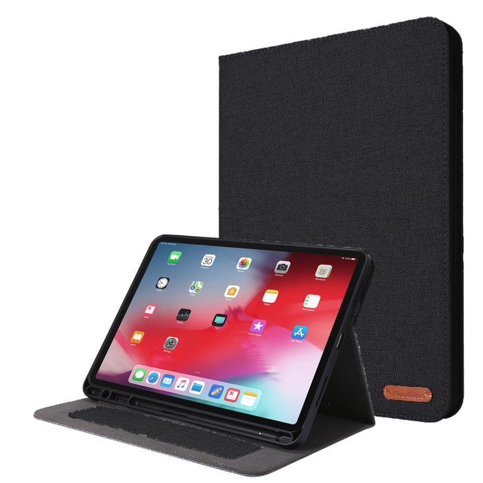Flip horizontal TPU + funda protectora de cuero PU de tela con clip para tarjeta de presentación, For iPad Pro 11(2020)