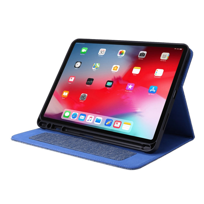 Flip horizontal TPU + funda protectora de cuero PU de tela con clip para tarjeta de presentación, For iPad Pro 11(2020)