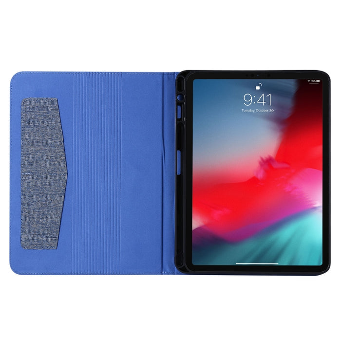 Flip horizontal TPU + funda protectora de cuero PU de tela con clip para tarjeta de presentación, For iPad Pro 11(2020)