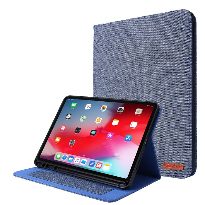 Flip horizontal TPU + funda protectora de cuero PU de tela con clip para tarjeta de presentación, For iPad Pro 11(2020)