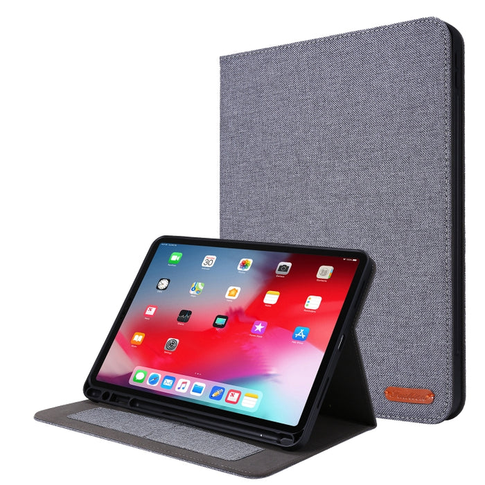 Flip horizontal TPU + funda protectora de cuero PU de tela con clip para tarjeta de presentación, For iPad Pro 11(2020)