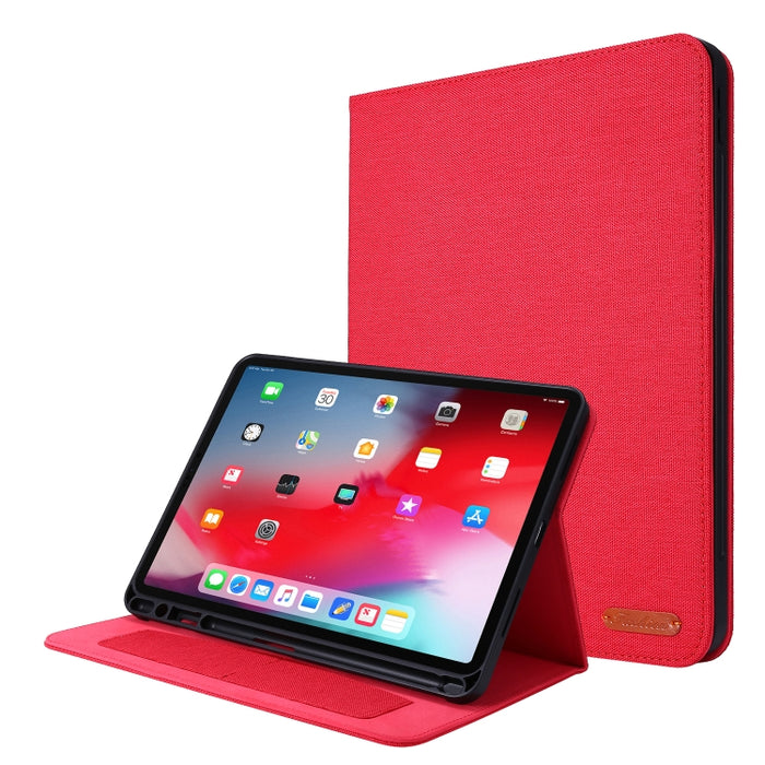 Flip horizontal TPU + funda protectora de cuero PU de tela con clip para tarjeta de presentación, For iPad Pro 11(2020)