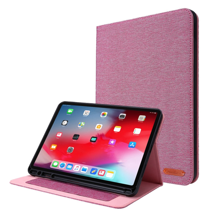 Flip horizontal TPU + funda protectora de cuero PU de tela con clip para tarjeta de presentación, For iPad Pro 11(2020)