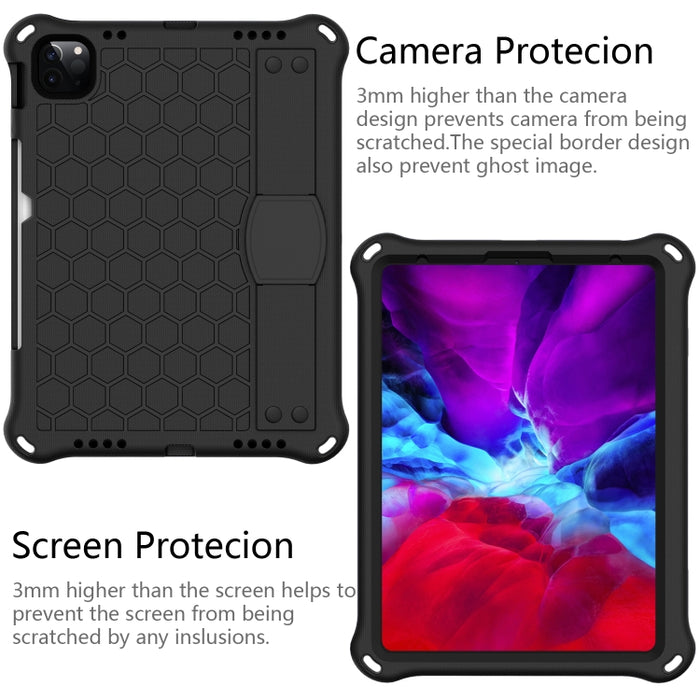 Diseño de nido de abeja EVA + PC Cáscara protectora plana anticaída de cuatro esquinas con correas, For iPad Pro 11 2020