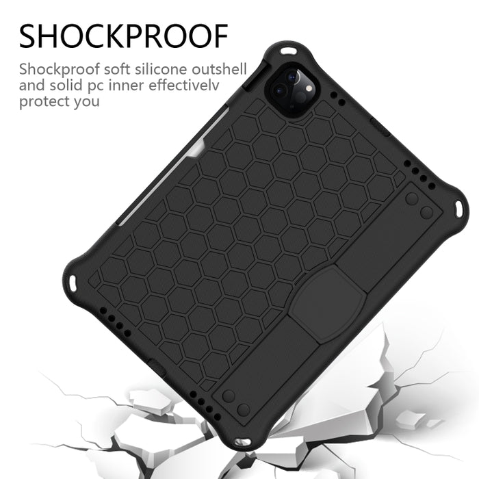 Diseño de nido de abeja EVA + PC Cáscara protectora plana anticaída de cuatro esquinas con correas, For iPad Pro 11 2020