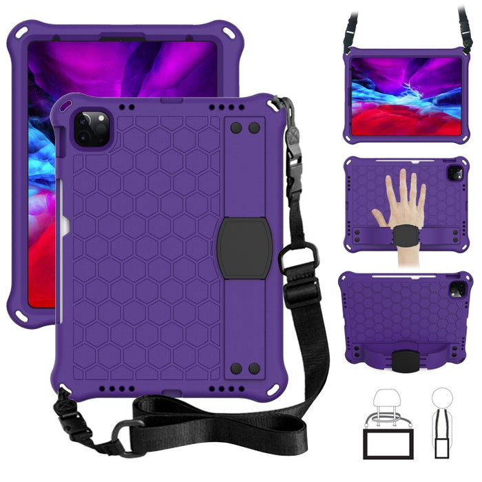 Diseño de nido de abeja EVA + PC Cáscara protectora plana anticaída de cuatro esquinas con correas, For iPad Pro 11 2020