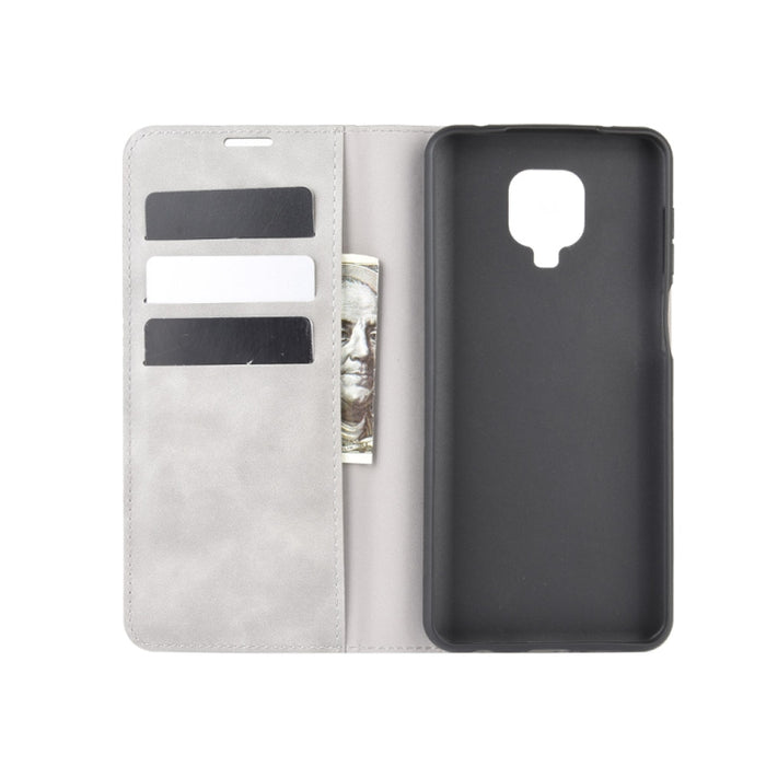 Para Xiaomi Redmi Note 9 Pro Estuche de cuero con succión magnética de negocios de piel retro con soporte, ranuras para tarjetas y billetera, For Redmi Note 9 Pro
