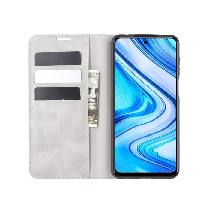 Para Xiaomi Redmi Note 9 Pro Estuche de cuero con succión magnética de negocios de piel retro con soporte, ranuras para tarjetas y billetera, For Redmi Note 9 Pro