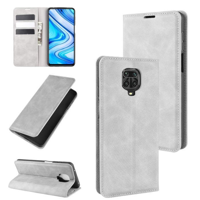 Para Xiaomi Redmi Note 9 Pro Estuche de cuero con succión magnética de negocios de piel retro con soporte, ranuras para tarjetas y billetera, For Redmi Note 9 Pro