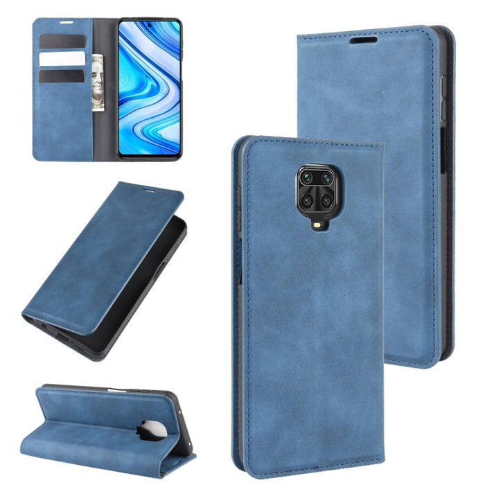 Para Xiaomi Redmi Note 9 Pro Estuche de cuero con succión magnética de negocios de piel retro con soporte, ranuras para tarjetas y billetera, For Redmi Note 9 Pro