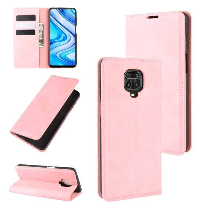 Para Xiaomi Redmi Note 9 Pro Estuche de cuero con succión magnética de negocios de piel retro con soporte, ranuras para tarjetas y billetera, For Redmi Note 9 Pro