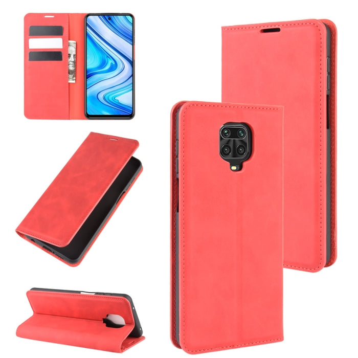 Para Xiaomi Redmi Note 9 Pro Estuche de cuero con succión magnética de negocios de piel retro con soporte, ranuras para tarjetas y billetera, For Redmi Note 9 Pro